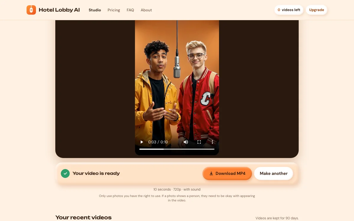 A finished video with the Download MP4 button
